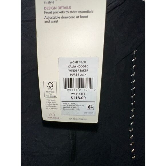 New Women's CALIA Women's Hooded long sleeve Windbreaker black size XL $118 - Picture 8 of 11